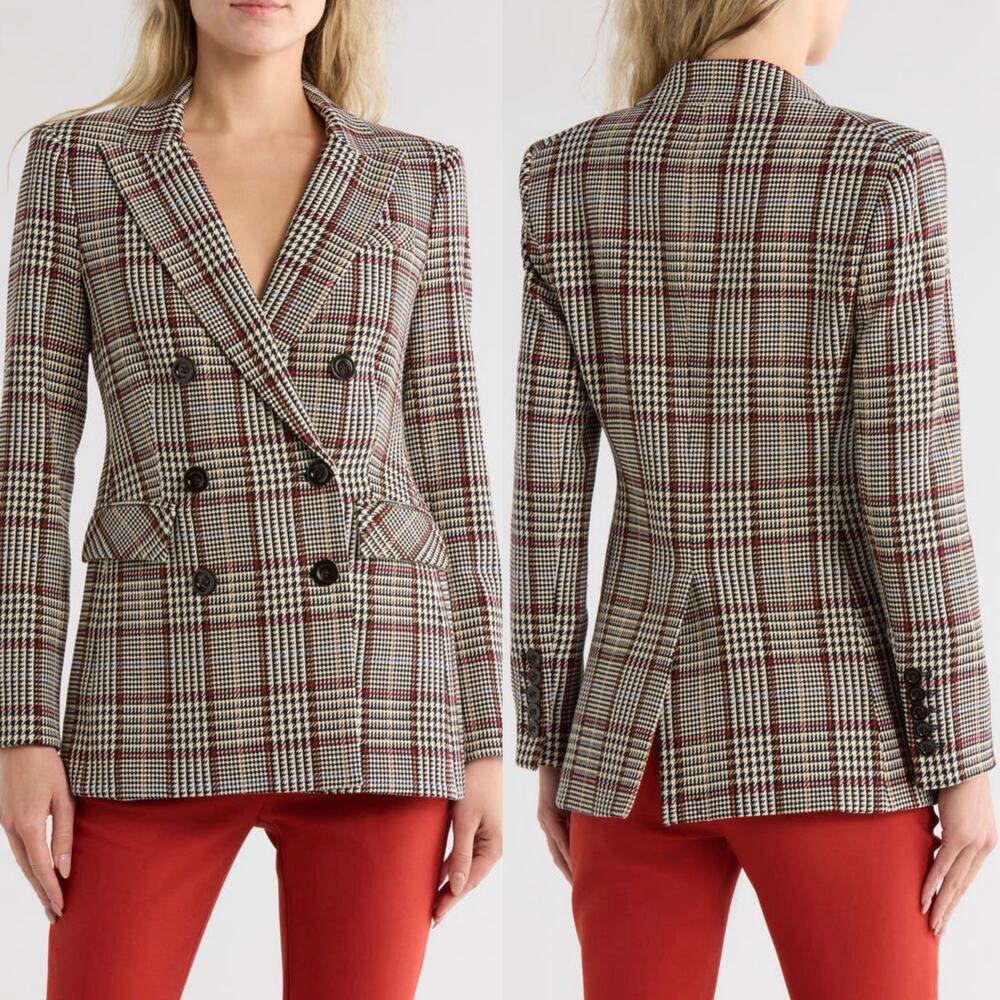 Veronica Beard Ellette Dickey Jacket Black White Multi Plaid Blazer Size 10 - Picture 11 of 16